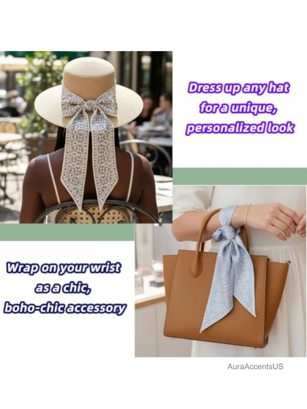 Multifunctional Satin Polyester Fashion Scarves Set, 6-Pack Headbands Hair
